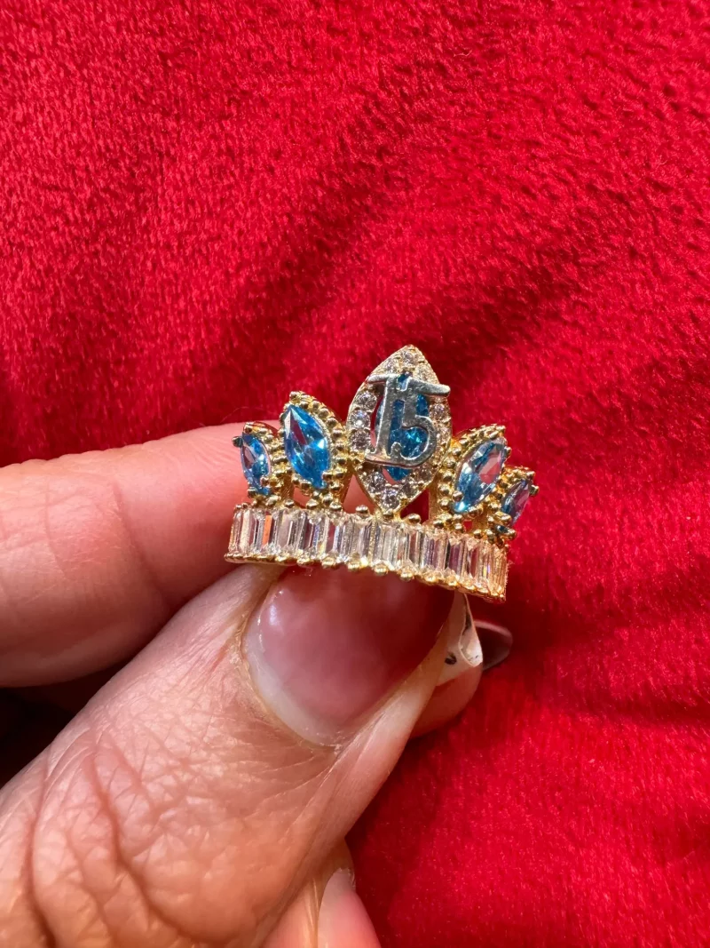 Anillo Diseño 15 años (Piedras Azul)