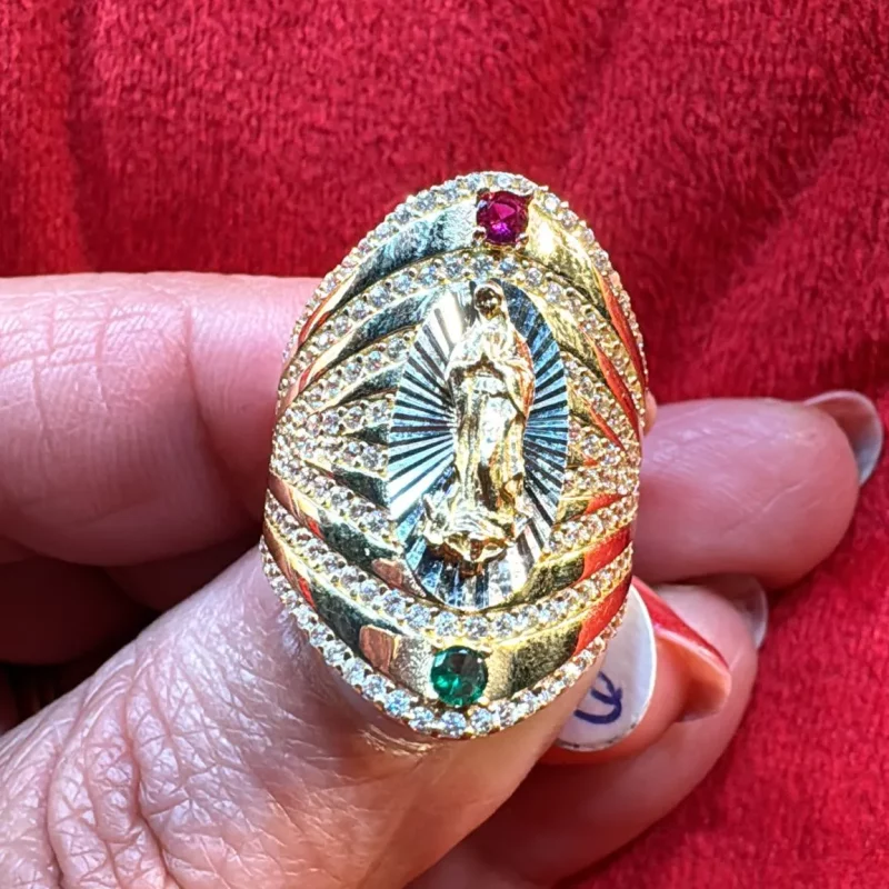 Anillo Diseño Virgen de Circonia 14K