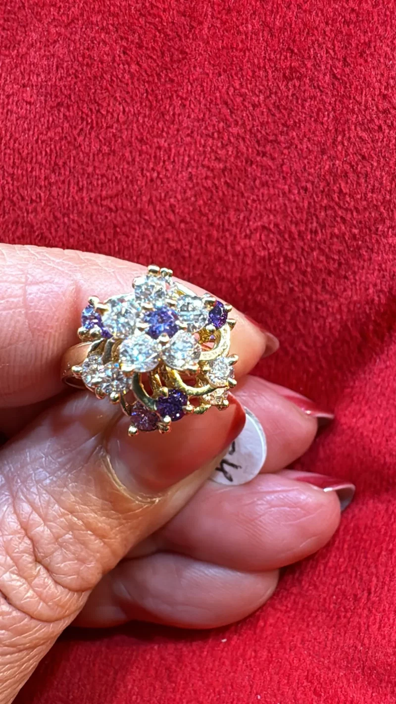 Anillo Diseño Flor Giratoria 14K