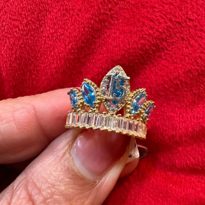 Anillo Diseño 15 años (Piedras Azul)