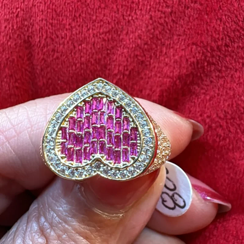 Anillo Diseño Corazón Rosado 14K