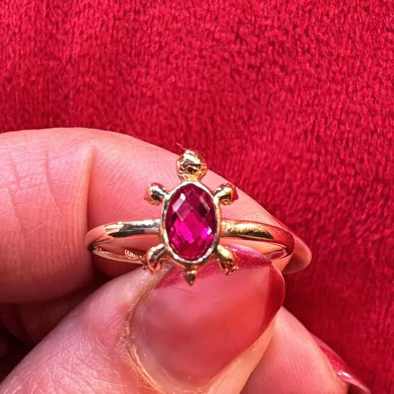 Anillo Diseño Tortuga Rosada 14K